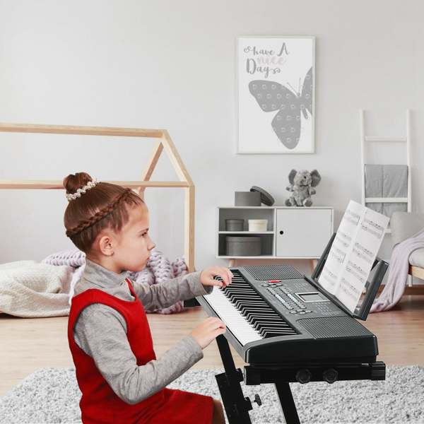 （自提可发加拿大，temu&tk下自提单）61键儿童钢琴玩具，带可调节支架及麦克风——多功能电子琴，配备16种音色、10种节奏、录音功能及高清屏幕，适合男孩女孩的教育音乐玩具，生日圣诞礼物首选-7