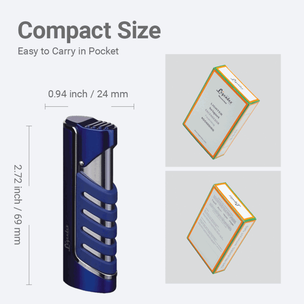 LEGENDEX®探索者* 电泳蓝单直冲打火机用于雪茄香烟厨房户外可重复充气可调节火焰高度便携式-6