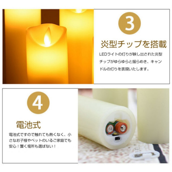 蜡烛灯 玻璃杯摇摆 三件套带遥控 仿真石蜡-2