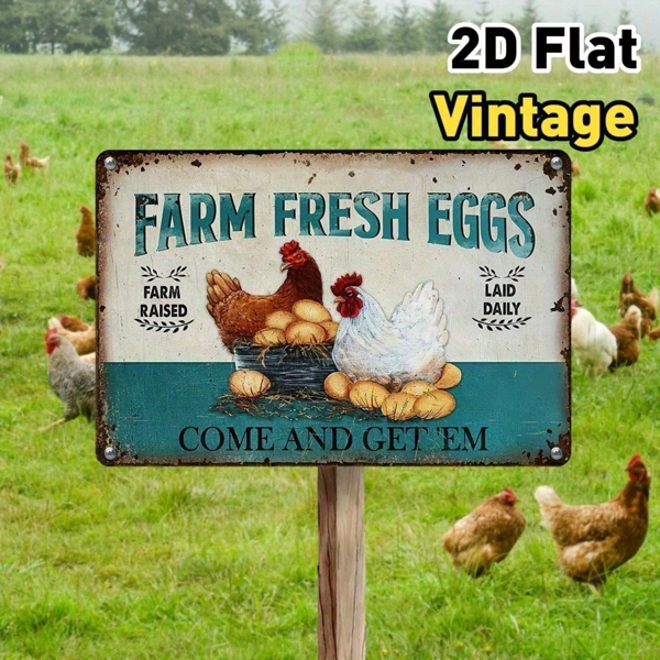 CIFbuy8x12 英寸 ( 20.3x30.5cm )复古风乡村风铝合金标牌FarmhouseChicken适用于家居（TikTok、temu下自提）-3