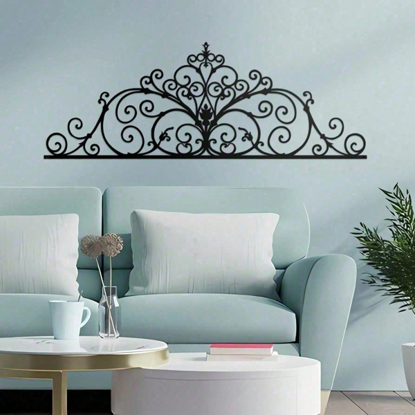 2件套金属卷轴墙饰，拱形铁艺藤蔓墙饰艺术，现代简约线条悬挂标牌，门上金属雕塑，室内外装饰，适用于客厅、卧室、床头柜、办公室（TikTok、temu 下自提）-7