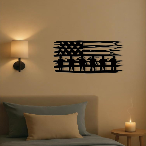 CIFbuy复古美国国旗壁饰 金属星星条纹室内外装饰墙画(TikTok、temu下自提)-4