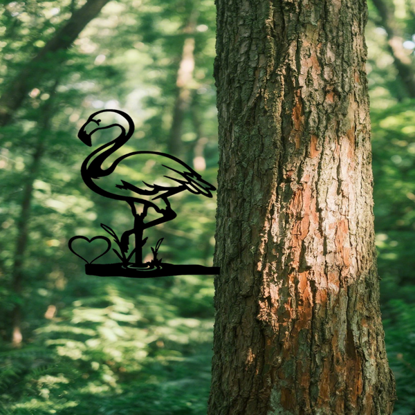 CIFbuy复古火烈鸟墙面艺术装饰铁制户外庭院花园挂饰(TikTok、temu下自提)-5