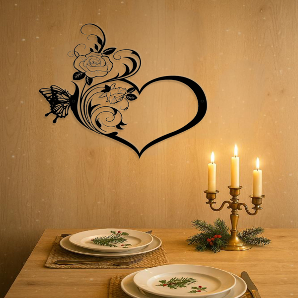 CIFbuy复古玫瑰蝴蝶心形铁艺墙饰 客厅卧室装饰品（TikTok、temu下自提）-8