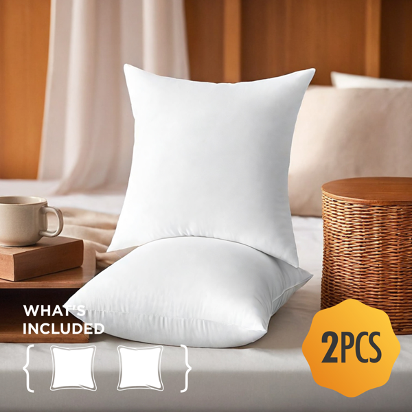 22英寸方形抱枕芯套装，兼具美观与实用性。饱满的造型能完美展现枕套的设计感，同时提供舒适的支撑功能。白色基础款易于搭配，适合放置在沙发、床铺或休闲椅等多种场景。-3