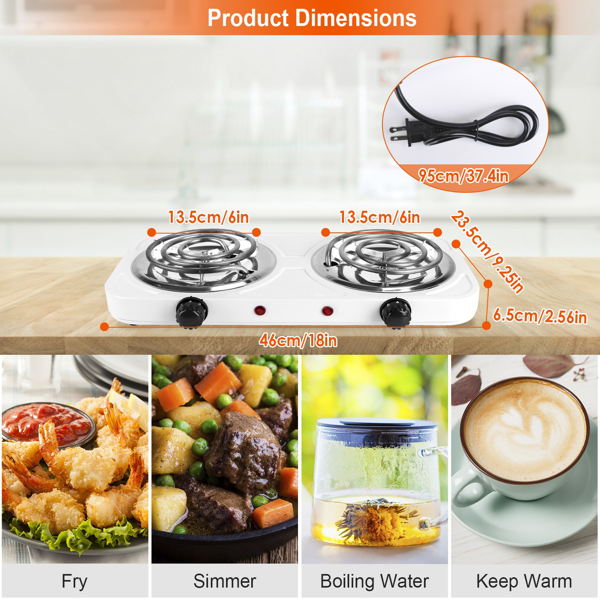 （自提可发加拿大，temu&tk下自提单）双燃烧器支持同时烹饪，双头电灶，2000 瓦速热 5 档调温，不锈钢机身便携款，适用家用、宿舍、房车场景，宿舍/公寓/房车/露营-10