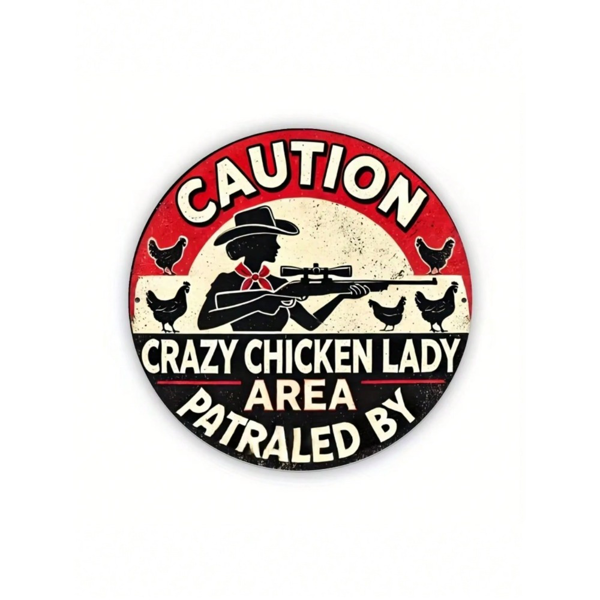 CIFbuy Crazy Chicken Lady Warning Sign Vintage Metal Tin Wall Art(TikTok、temu下自提)-6
