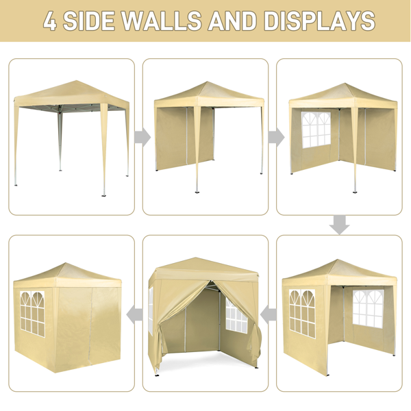 6.5X6.5FT 卡其色 4围(2围2门)  折叠棚 210D牛津布 白色喷塑钢管 配拎包-7
