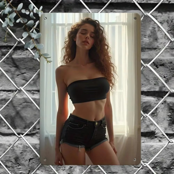 CIFbuy复古性感女神金属墙壁装饰铝板20x30厘米家居装饰厨房卧室花园酒吧卫生间适用（TikTok、temu下自提）