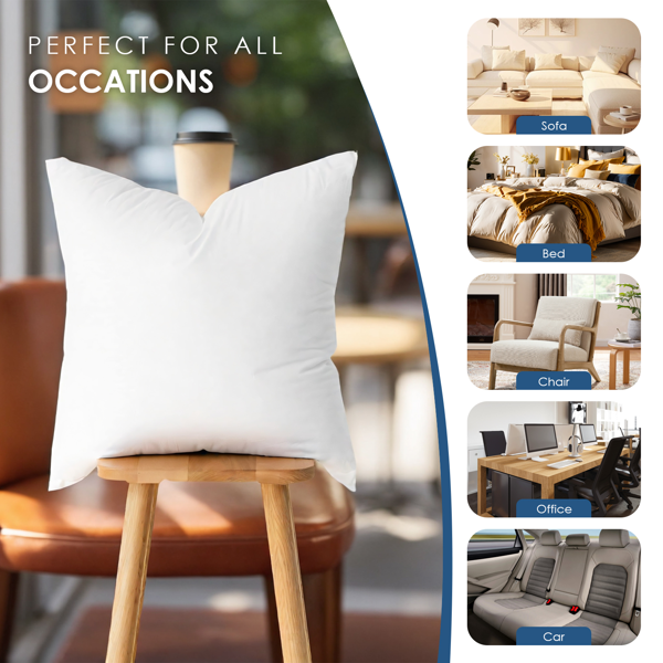 高品质抱枕填充芯，规格20*20英寸。采用环保聚酯纤维，触感柔软，久用不易变形。是替换旧枕芯或为新枕套配备内胆的理想选择。白色通用，适用于多种室内场景。-6