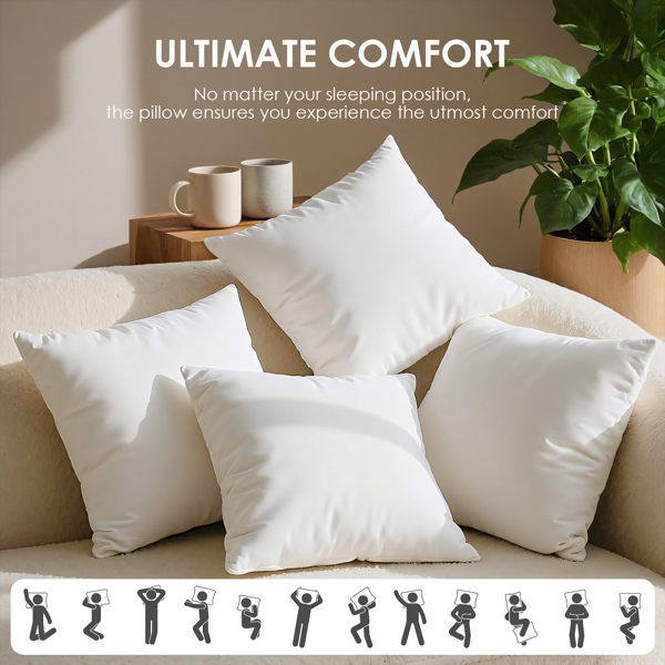简约而不简单的基础款抱枕芯。一对20英寸白色枕芯，填充均匀，外形挺括。无论是放置在沙发上增添层次，还是置于床上作为靠垫，都能提供实用舒适的支撑。无枕套，随心而变。-6