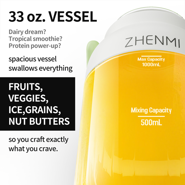 便携式搅拌机，个人奶昔搅拌机，无线设计，33盎司不含双酚A容器，防漏盖带饮用嘴，USB-C充电，易清洁部件，绿色款-3