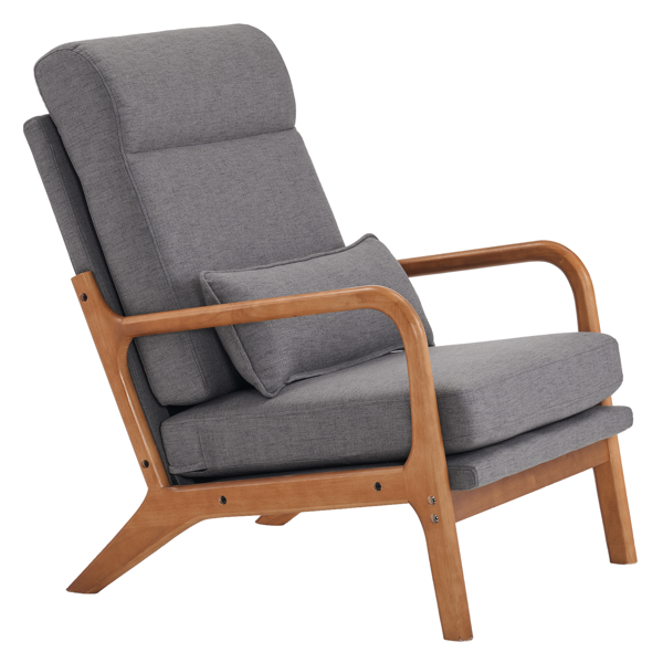 全拆 实木扶手 高背 靠背铁架麻布 深灰色 室内休闲椅-18