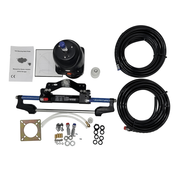 液压方向舵机套件 Marine Hydraulic Steering System w/ Hydraulic Cylinder HK6400TC for Outboard Boat-2