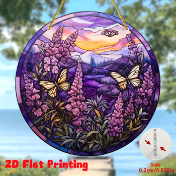 CIFbuy 7.9英寸薰衣草蝴蝶墙饰窗饰 彩色玻璃效果家居花园装饰（TikTok、temu下自提）