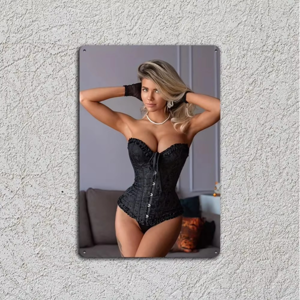 CIFbuy复古金发女郎黑色蕾丝胸衣墙饰 家居办公室装饰品（TikTok、temu下自提）-3