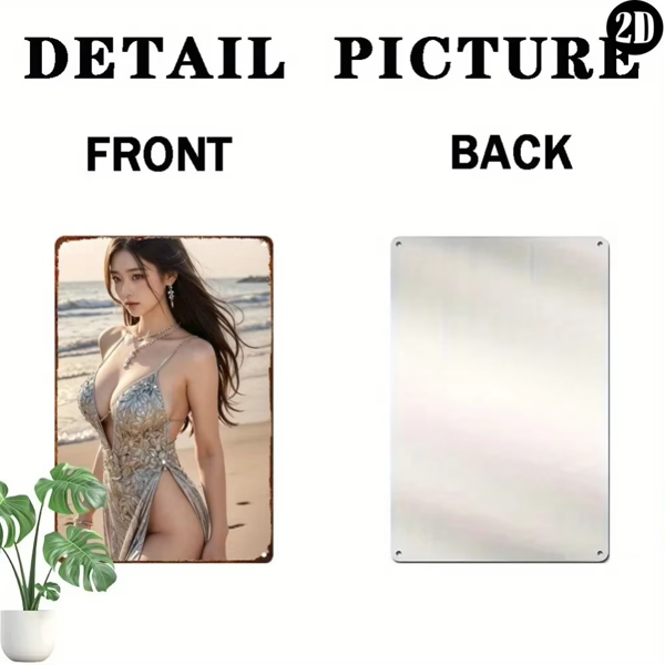 CIFbuy动漫女孩复古海滩铝墙饰 花卉泳衣独特家居礼物(TikTok、temu下自提)-5