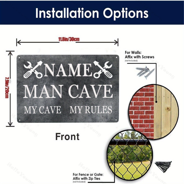 CIFbuy个性化手工雕刻金属装饰牌 车库工作室墙面牌匾礼品（TikTok、temu下自提）-3