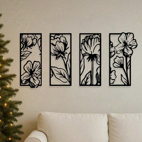 CIFbuy四件哥特花卉金属墙艺 复古藤蔓植物装饰家居雕塑 圣诞万圣节礼物(TikTok、temu下自提)-6