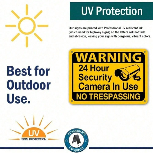 CIFbuy 24小时监控安防警示牌 坚固防水金属标牌（TikTok、temu下自提）-7