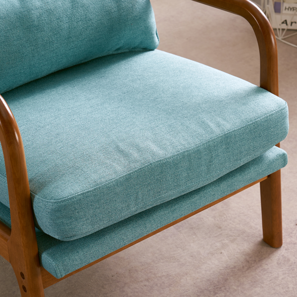 全拆 实木扶手 高背 靠背铁架麻布 青色 室内休闲椅-22