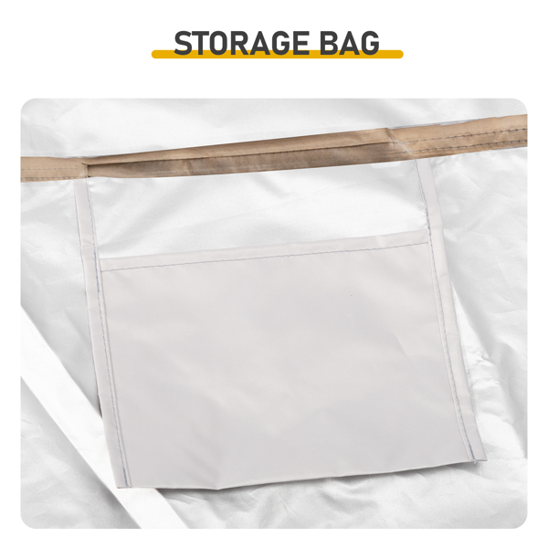 6.8X2.6FT 浅灰色 圆弧形 储物棚 单拉链门 内部配收纳袋 黑色玻纤杆框架 210DPU银胶牛津布 自行车储物棚 配拎包-8