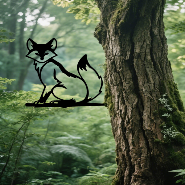 CIFbuy复古树桩墙饰 黑色铁制动物剪影艺术标牌 乡村农舍花园庭院室内外装饰（TikTok、temu下自提）-5