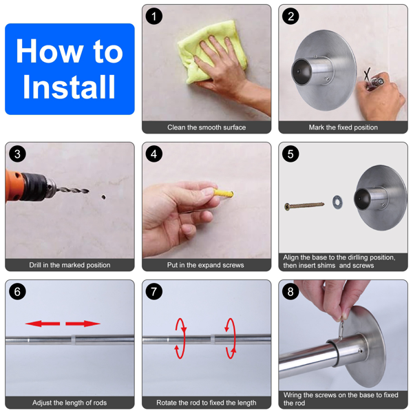 （自提可发加拿大，temu&tk下自提单）L 型不锈钢弧形浴帘杆，可伸缩调节浴室浴帘杆，防锈可扩展设计，扩容淋浴空间，安装便捷-7