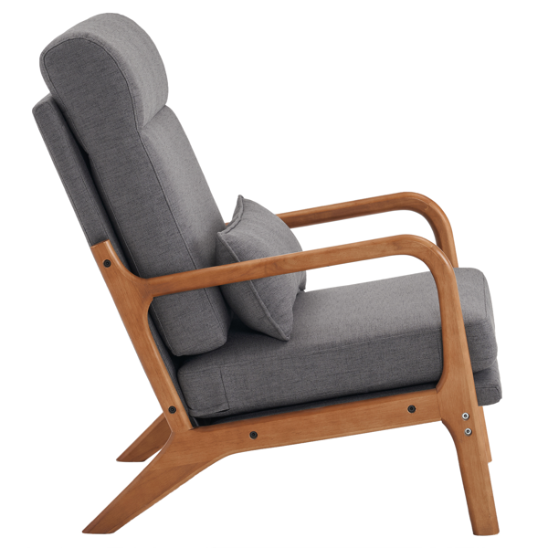 全拆 实木扶手 高背 靠背铁架麻布 深灰色 室内休闲椅-32