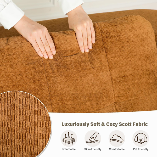 可转换沙发床，带毯子，客厅卧室用无骨云沙发，高密度实心海绵模块化沙发座，棕色-3