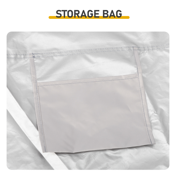 6.8X4.9FT 浅灰色 圆弧形 储物棚  双门(前侧和右侧) 内部配收纳袋 黑色玻纤杆框架 210DPU银胶牛津布 自行车储物棚 配拎包-6