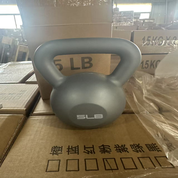 壶铃，力量训练壶铃重量组，乙烯基涂层壶铃为家庭健身房锻炼举重设备，舒适的抓地力宽处理重量5磅-3