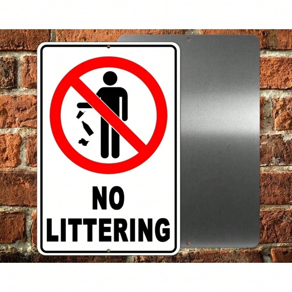 CIFbuy 优质商用禁丢垃圾指示牌 防风雨耐用不褪色 (TikTok、temu下自提)-4