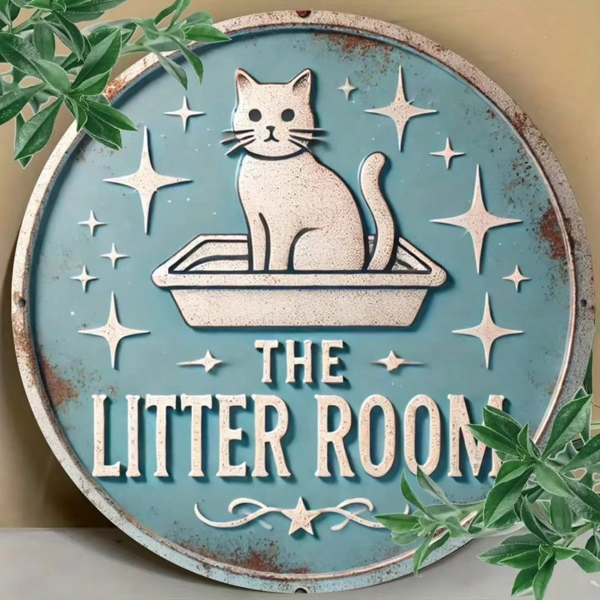 CIFbuy复古猫圆形金属牌手工雕刻花园装饰牌子(TikTok、temu下自提)-3