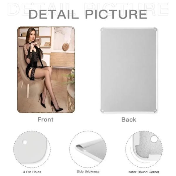 CIFbuy复古黑蕾丝女郎艺术8x12英寸装饰金属标牌墙贴(TikTok、temu下自提)-3