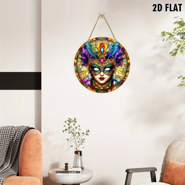 CIFbuy嘉年华面具吊饰亚克力挂件彩色羽毛宝石设计室内外装饰（TikTok、temu下自提）-7