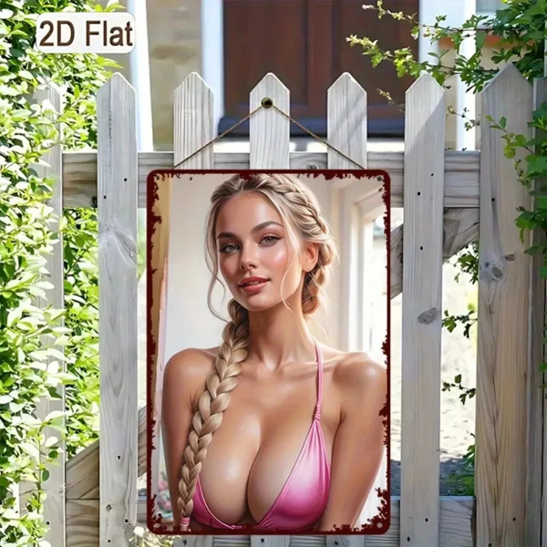 CIFbuy复古女性插画厨房酒吧户外房间装饰铝制标牌（TikTok、temu下自提）-5