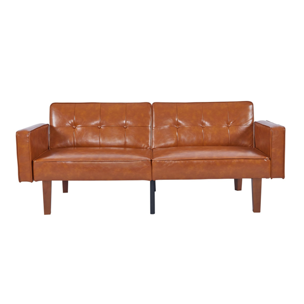 现代 PU 皮革沙发｜可调节倾斜靠背簇绒沙发｜木脚+金属支撑脚客厅休闲沙发-3