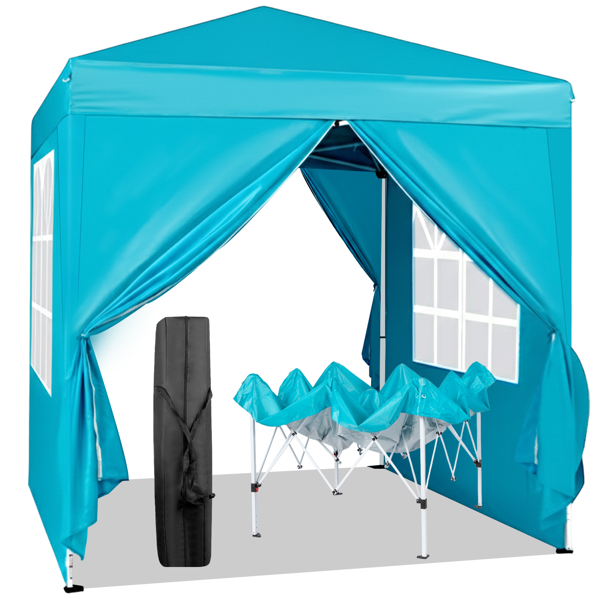 6.5X6.5FT 湖蓝色 4围(2围2门)  折叠棚 210D牛津布 白色喷塑钢管 配拎包-2