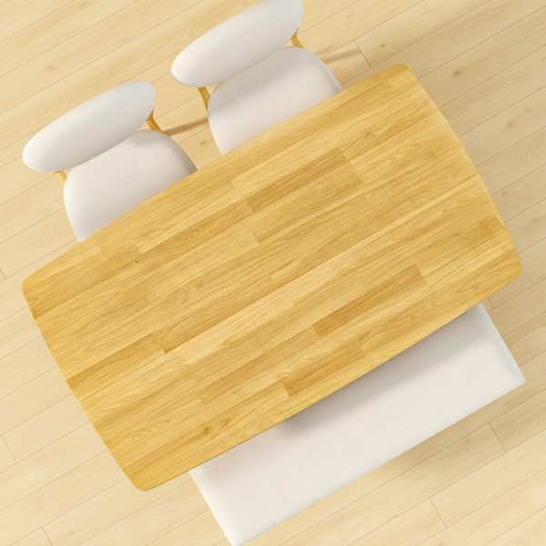 1桌2椅1凳 拆装 橡胶木+软包 原木色 餐桌椅套装 米色坐垫 长方形-12