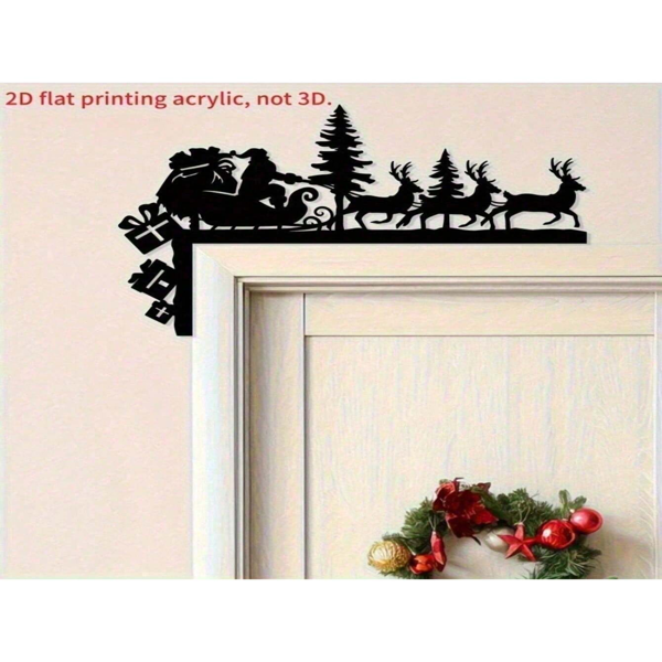 CIFbuy三维驯鹿角圣诞老人剪影金属墙饰 节日挂饰家居装饰品（TikTok、temu下自提）-2