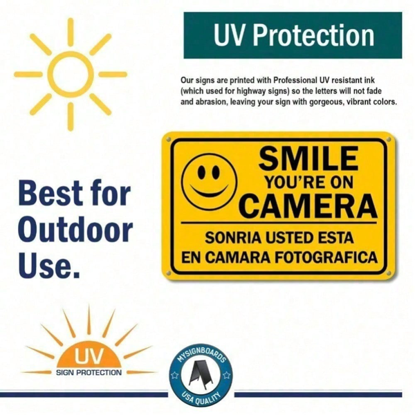 CIFbuy家用安防监控警示牌 庭院监控摄像头双语标识 TikTok、temu下自提-7