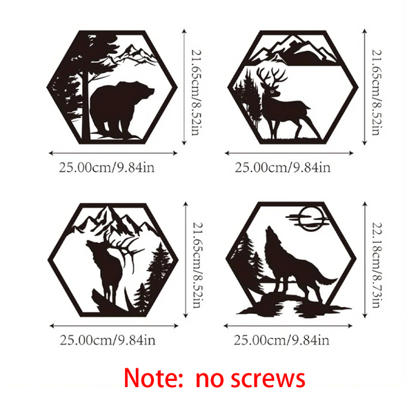 CIFbuy 森林动物主题六边形铝艺墙饰 节日礼物 户外家居装饰 多尺寸可选(TikTok、temu下自提)-4