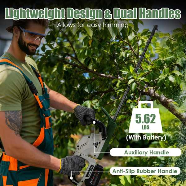 （自提可发加拿大，temu&tk下自提单）20000 转无绳割草机，2600mAh 电池，双刀头钢刃绿篱修剪机，带防溅挡板及护目镜 适用灌木修剪，适用于花园维护。-8