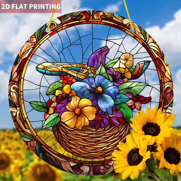 CIFbuy圆形悬挂装饰品彩色亚克力捕梦网花篮家居装饰品(TikTok、temu下自提)-6