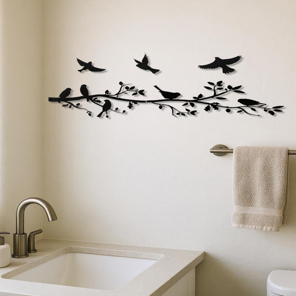 CIFbuy现代5件套金属飞鸟墙饰 防锈防水客厅卧室庭院花园耐用室内外家居装饰独特暖屋婚礼生日礼品（TikTok、temu下自提）-5