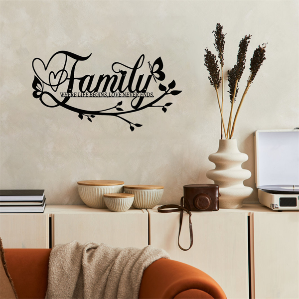 CIFbuy复古花卉墙面装饰牌优雅手写幸福之家标识农家田园风格客厅卧室玄关装饰(TikTok、temu下自提)-6