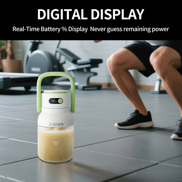 便携式搅拌机，个人奶昔搅拌机，无线设计，33盎司不含双酚A容器，防漏盖带饮用嘴，USB-C充电，易清洁部件，绿色款-5