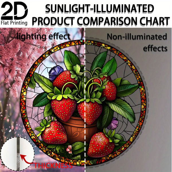 CIFbuy亚克力悬挂草莓装饰 彩色窗户花园墙饰自然爱好者独特礼物(TikTok、temu下自提)-6