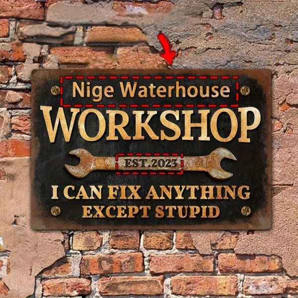 CIFbuy自定义金属车间标牌个性化文字年份现代多功能金属牌DIY爱好者礼物(TikTok、temu下自提)-1